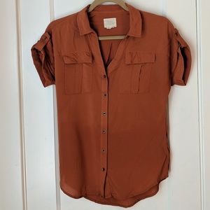 Anthropologie Edme & Esyllte rust button-down top